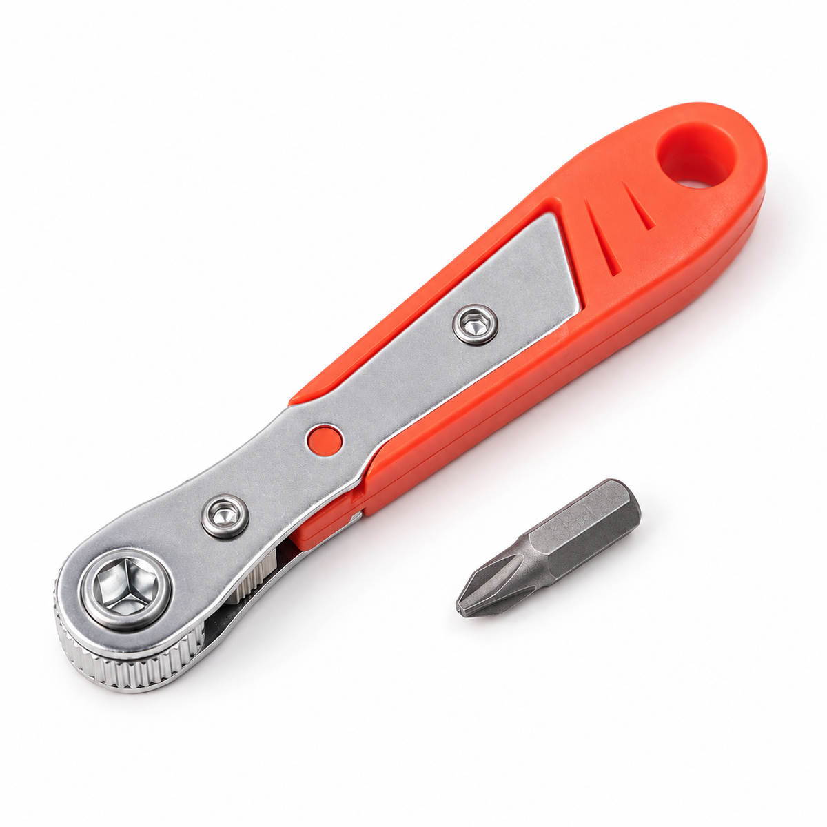 Orange Mini Ratchet Driver with One PH2 Bit — complete product