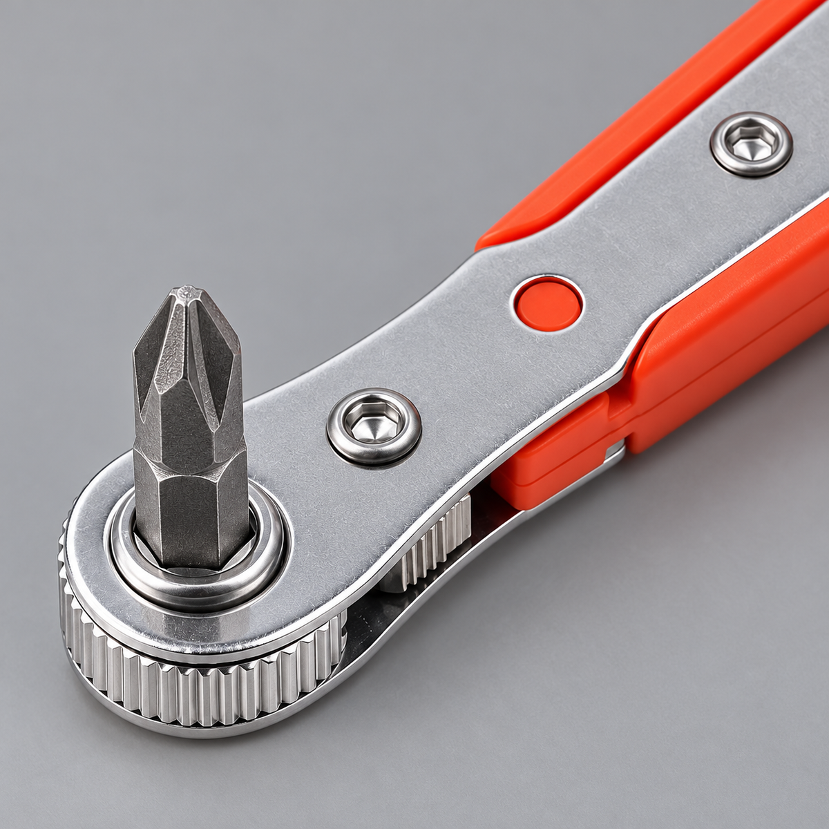 Orange Mini Ratchet Driver with One PH2 Bit — construction detail