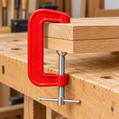 Red Metal C-Clamp — 2.87 in Opening — home project context