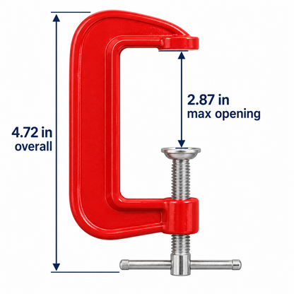 Red Metal C-Clamp — 2.87 in Opening — size or alternate detail