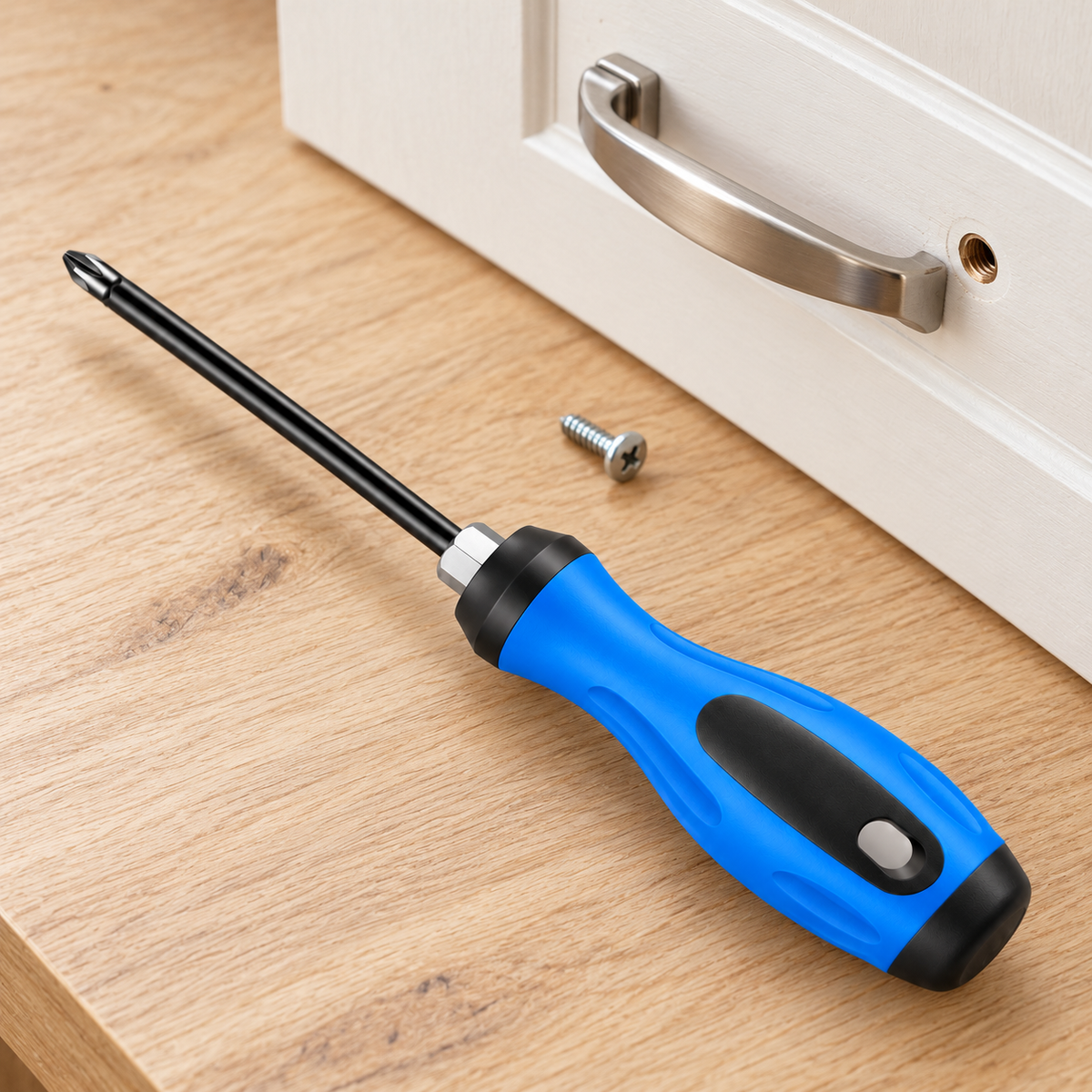 Blue Reversible Phillips and Slotted Screwdriver — home project context