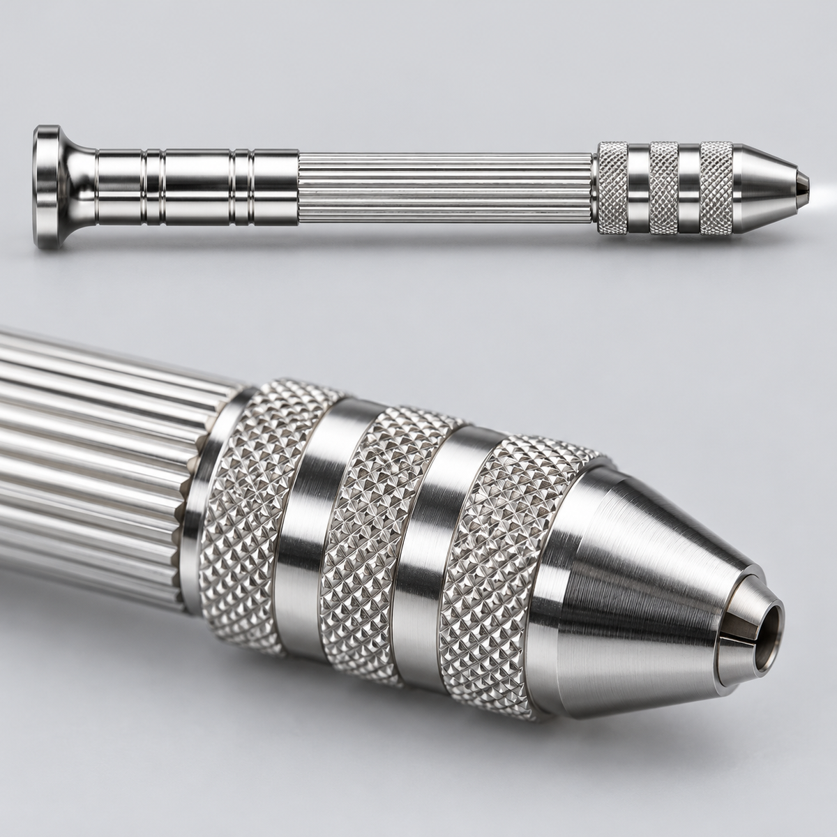 Small Silver Manual Pin Vise — chuck detail