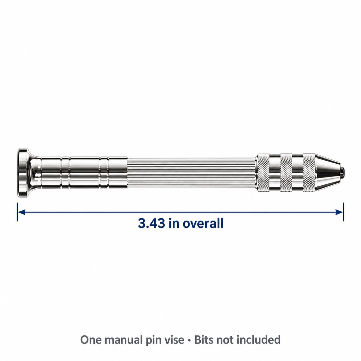 Small Silver Manual Pin Vise — 3.43 in overall length