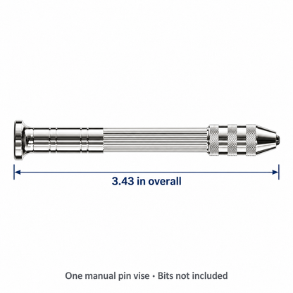 Small Silver Manual Pin Vise — 3.43 in overall length